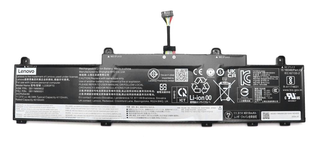 Lenovo Laptop Battery Internal, 3-cell 46.5Wh, Li-ion, BYD