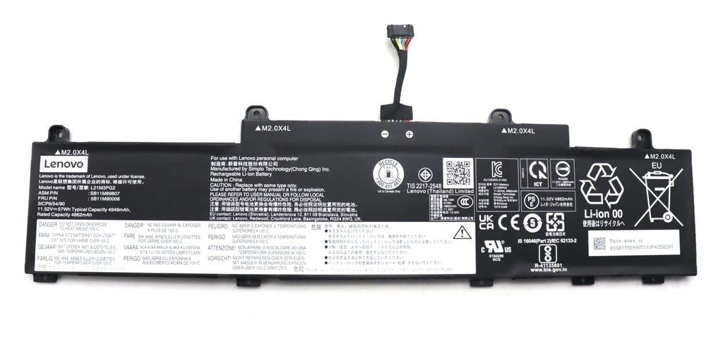 Lenovo Laptop Battery Internal, 3-cell, 57Wh, Li-ion, SMP