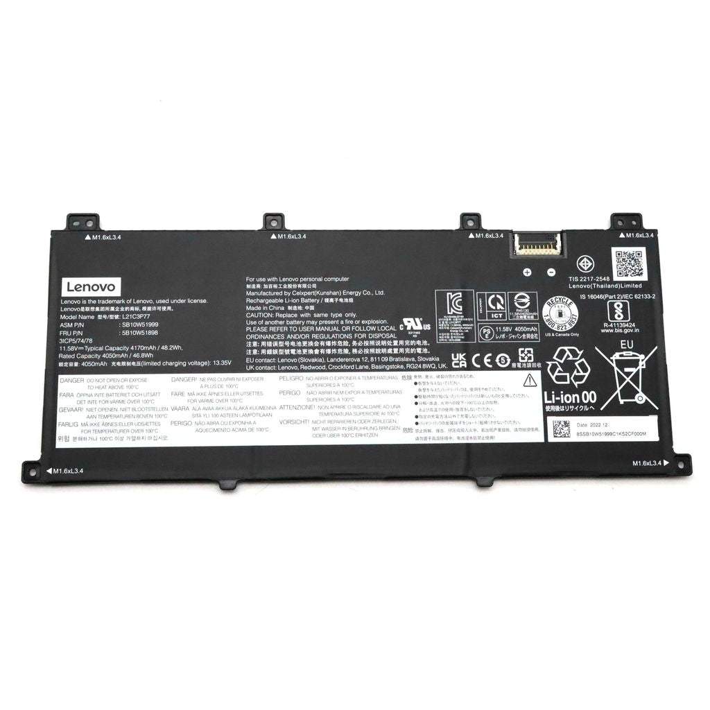 Lenovo Laptop Battery Internal, 3 cells, 48.2Wh, Li-ion, CP/C