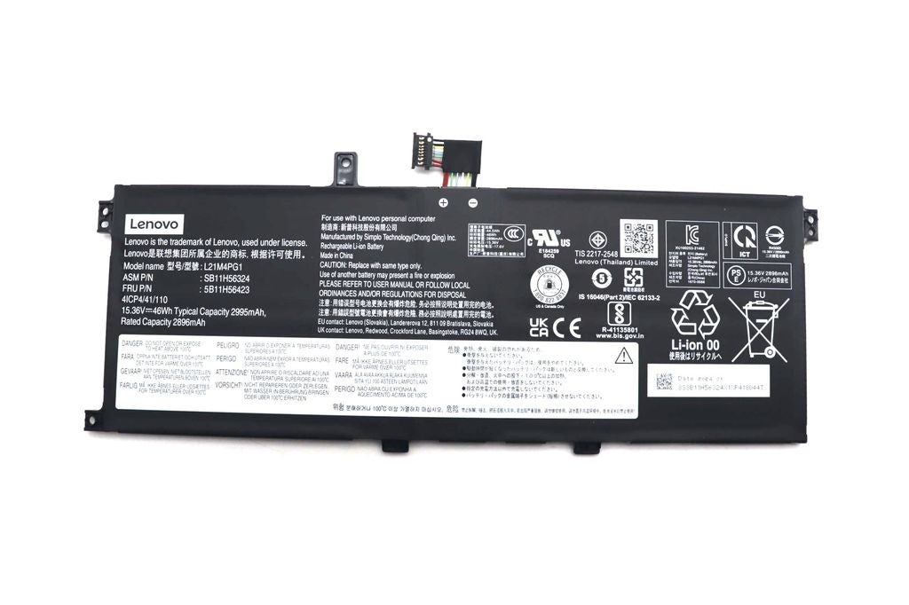 Lenovo Laptop Battery Internal, 4-cell, 46Wh, Li-ion, SMP