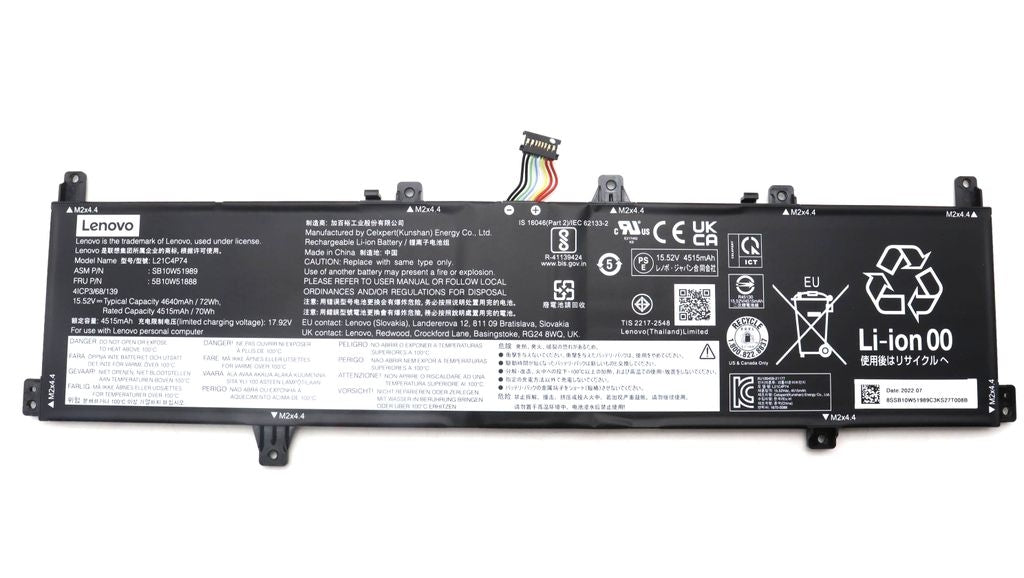 Lenovo Laptop Battery Internal, 4-cell, 72Wh, Li-ion, CP/C