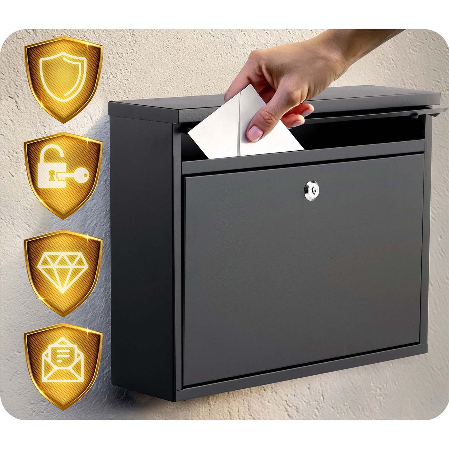 Letter box 37.5x30.5x12 cm black HM-860