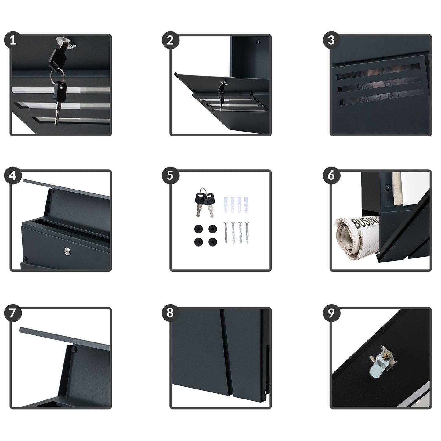 Letter box 37x37x10cm anthracite 4996