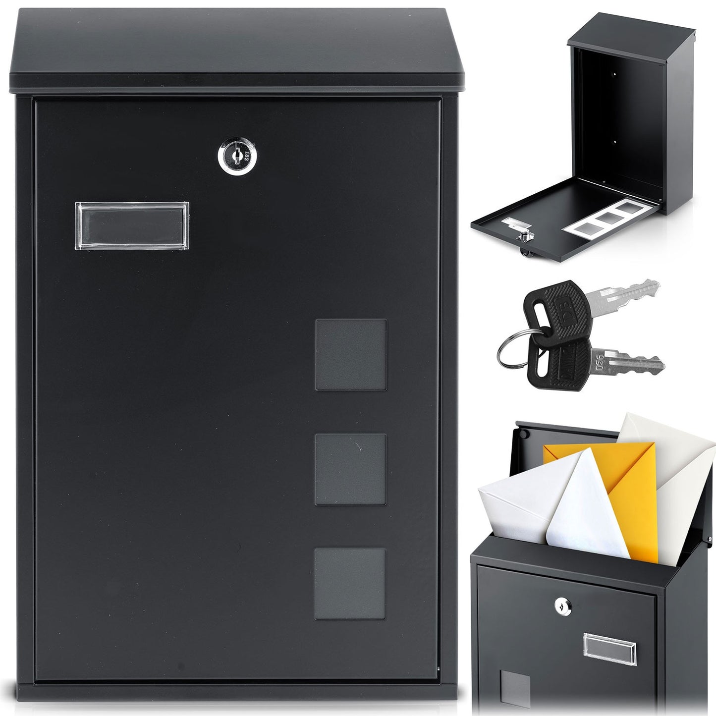 Letter box 39x25.5x12 cm black HM-864