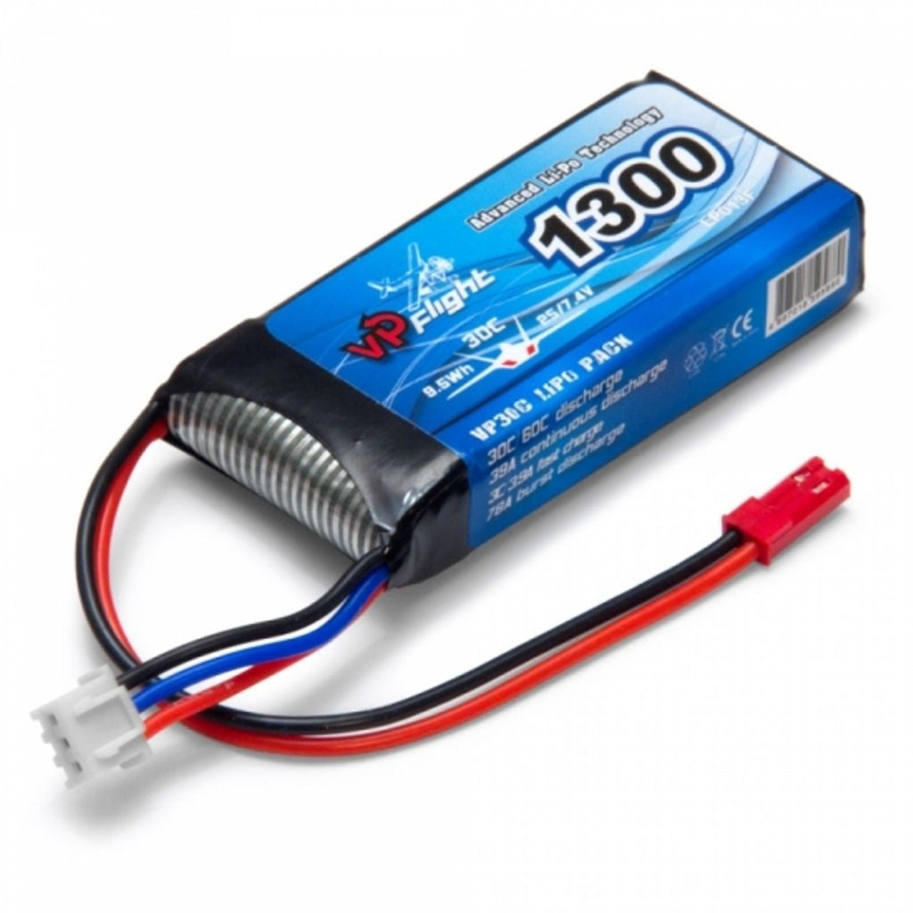 Li-Po 2S 7.4V 30C 1,300 mAh, JST-RCY (BEC) connector Vapex