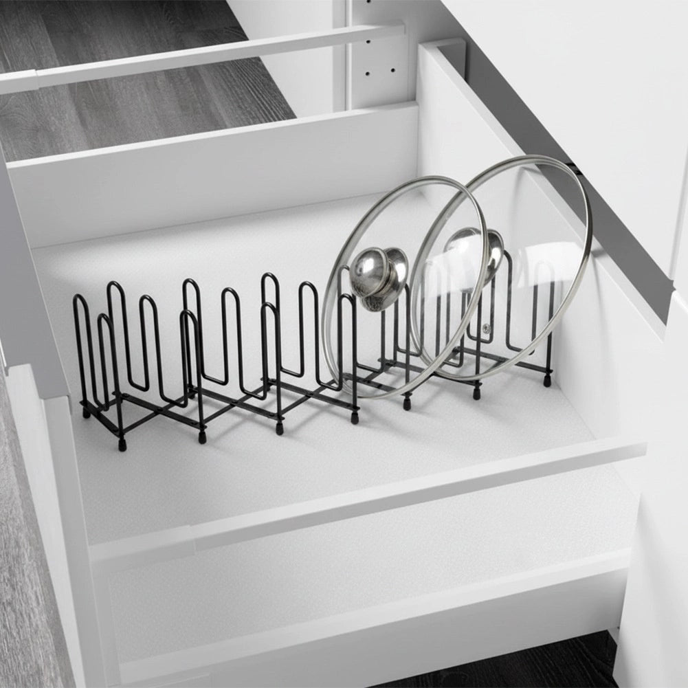 Lid Organizer, Metal, Black, Adjustable 8-74 cm