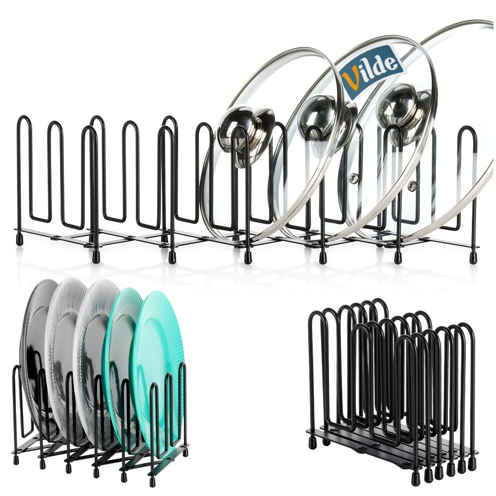 Lid Organizer, Metal, Black, Adjustable 8-74 cm