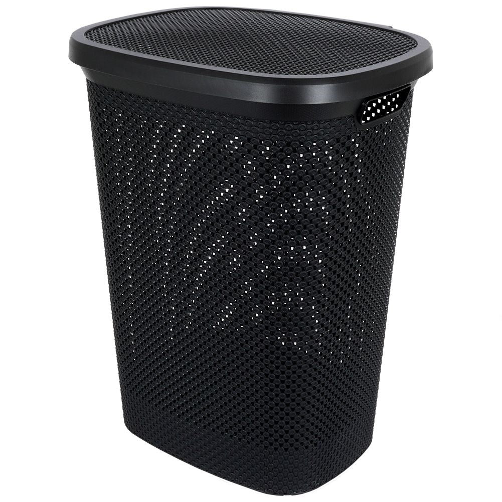 Light and airy laundry basket with openable lid