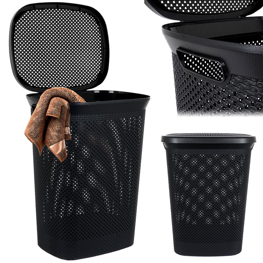 Light and airy laundry basket with openable lid