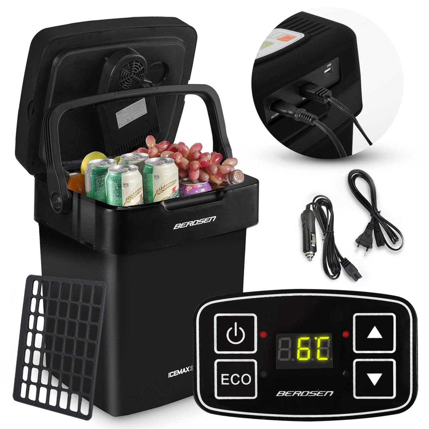 Portable Cooler 29L with ECO Mode and USB Charging