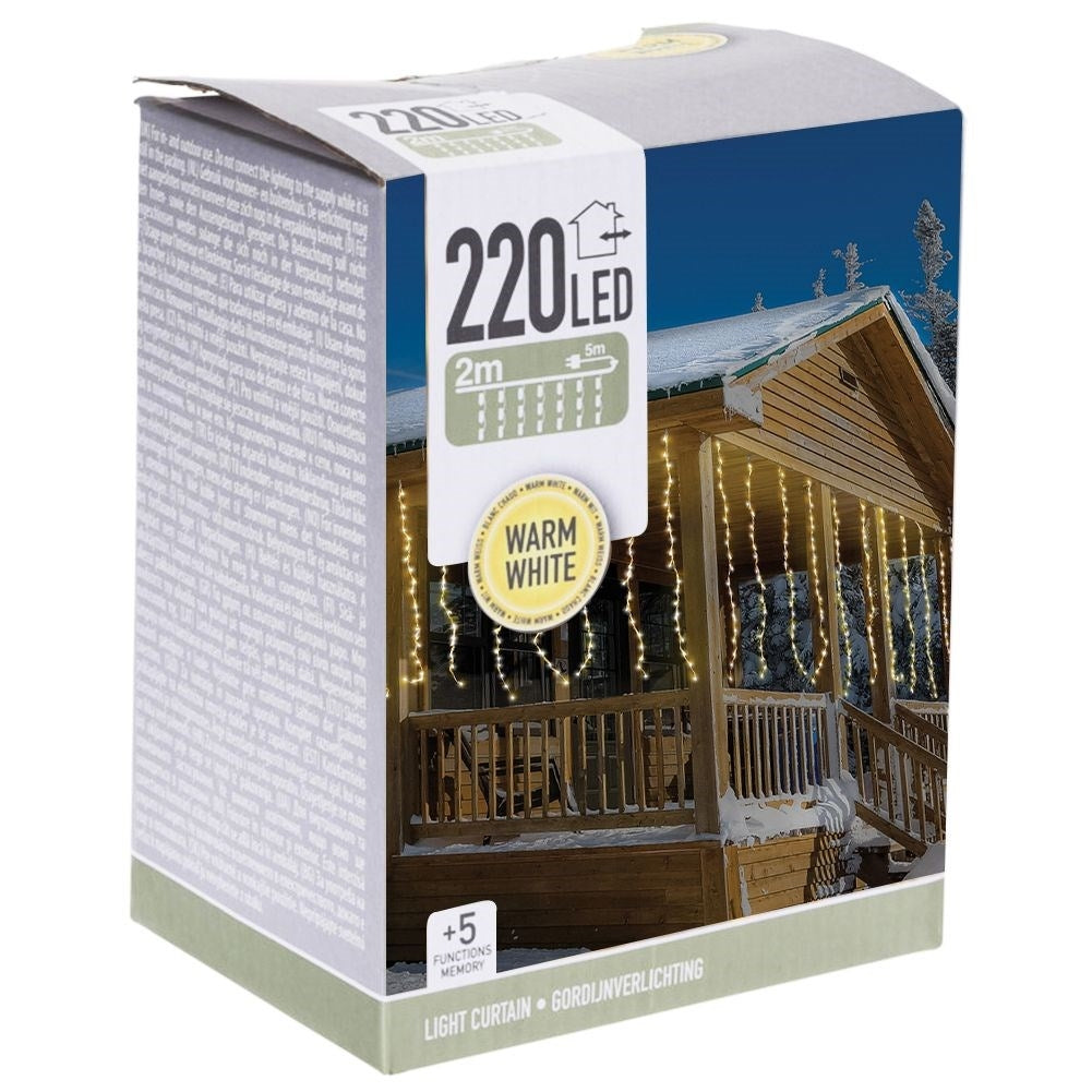Light curtain with 220 LEDs: Perfect for Christmas decoration inside & out