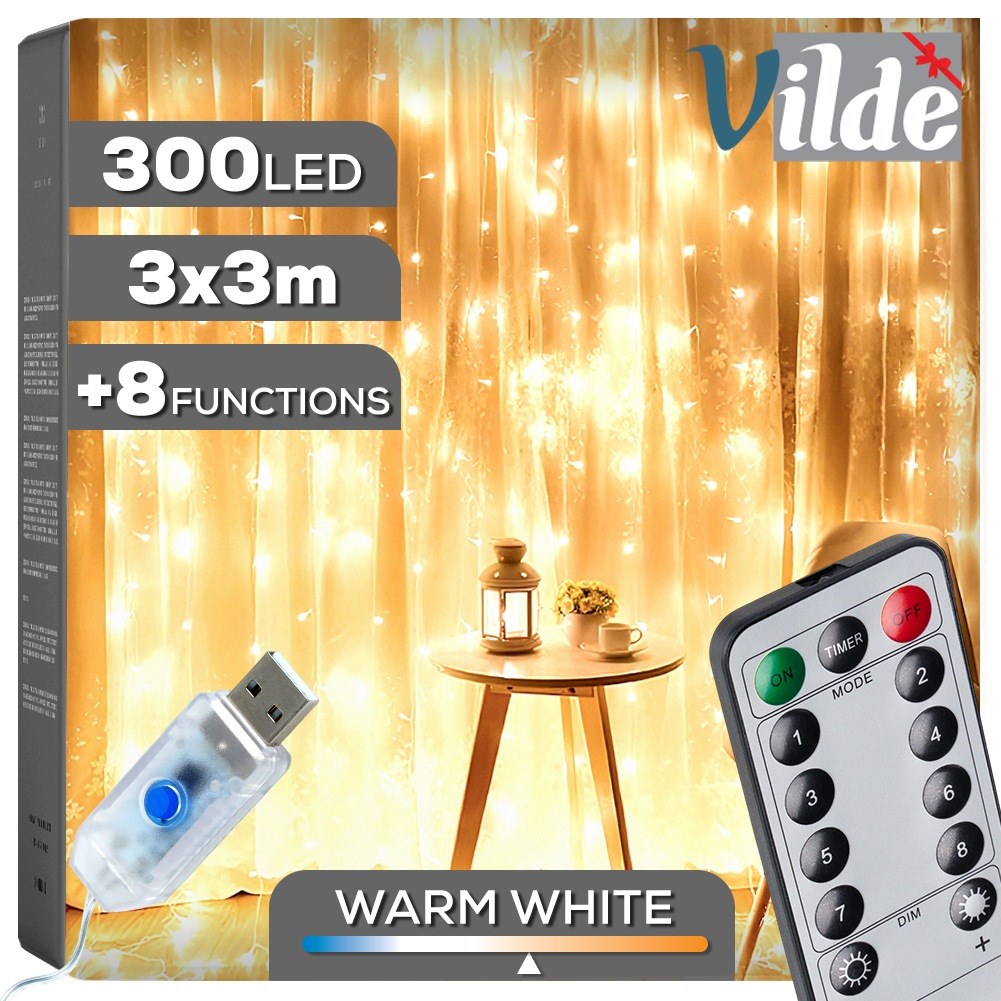 Light curtain with remote control 300 LED 3 m