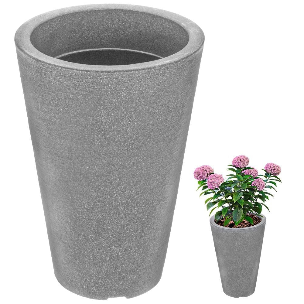 Light gray weatherproof plastic pot, 35 cm for outdoor use