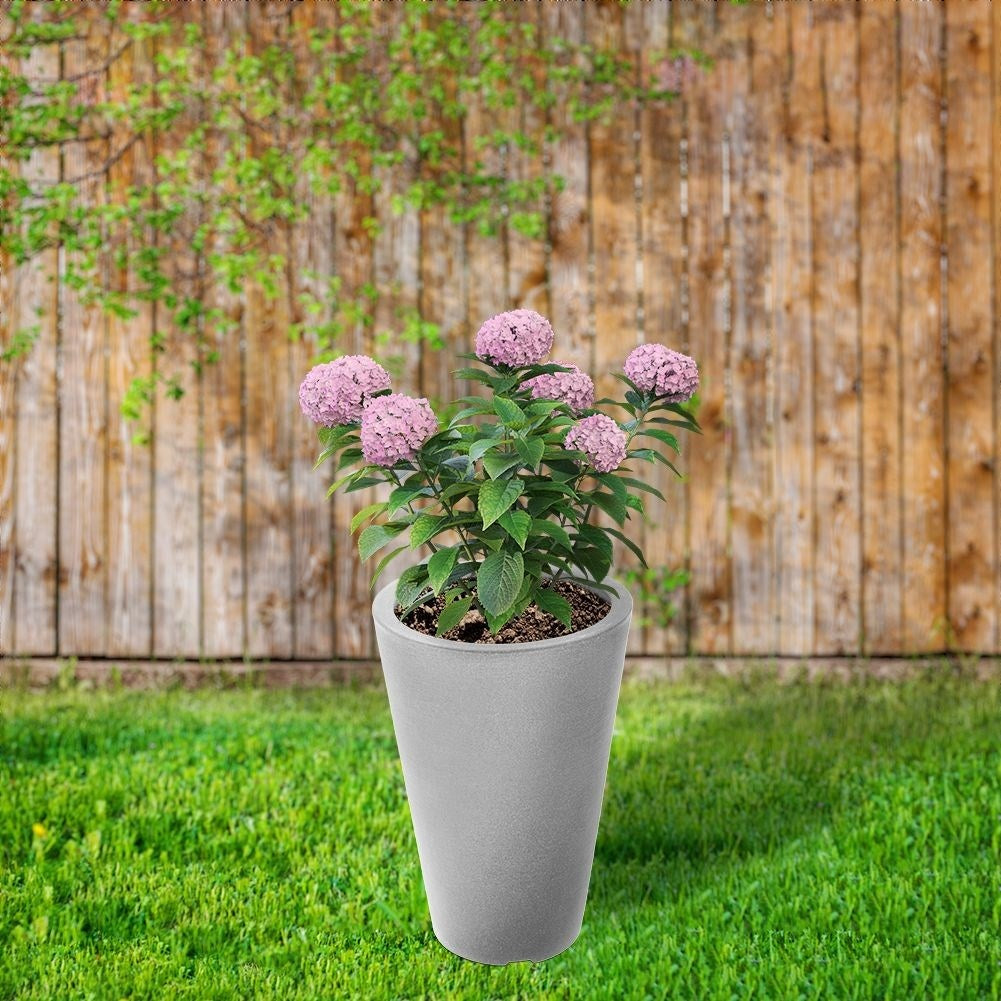 Light gray weatherproof plastic pot, 35 cm for outdoor use