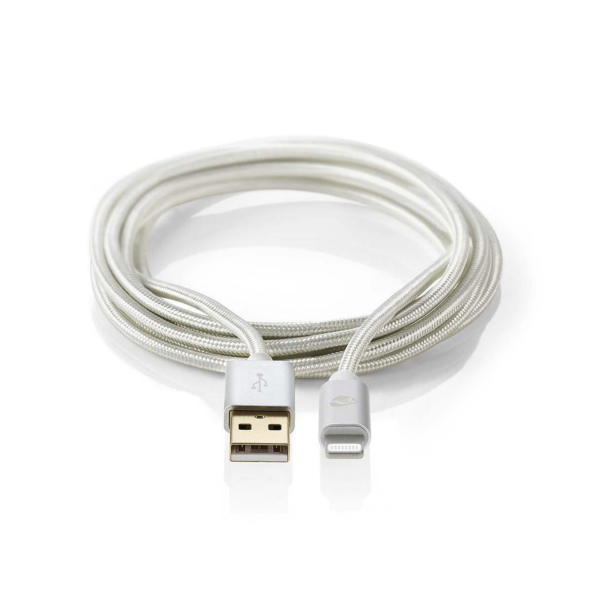 Lightning Cable | USB 2.0 | Apple Lightning, 8-pin | USB-A Male | 480 Mbps | Gold Plated | 2.00 m | Round | Braided / Nylon | Aluminum | Carton with covered window