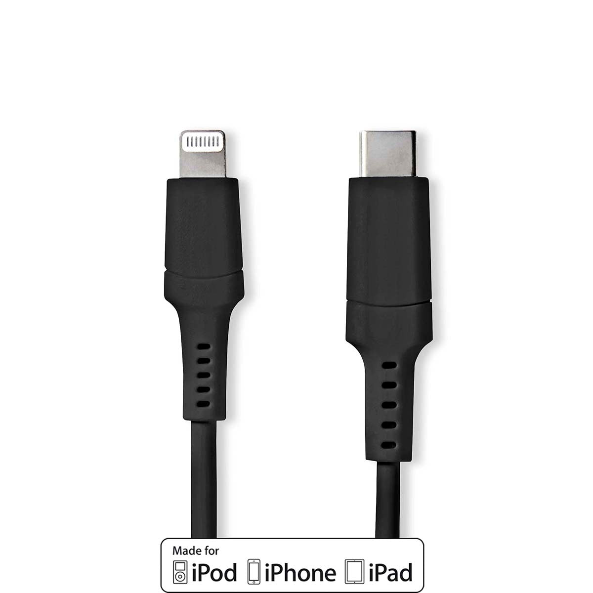 Lightning Cable | USB 2.0 | Apple Lightning, 8-pin | USB-C™ Male | 480 Mbps | Nickel Plated | 1.00 m | Round | PVC | Black | Box