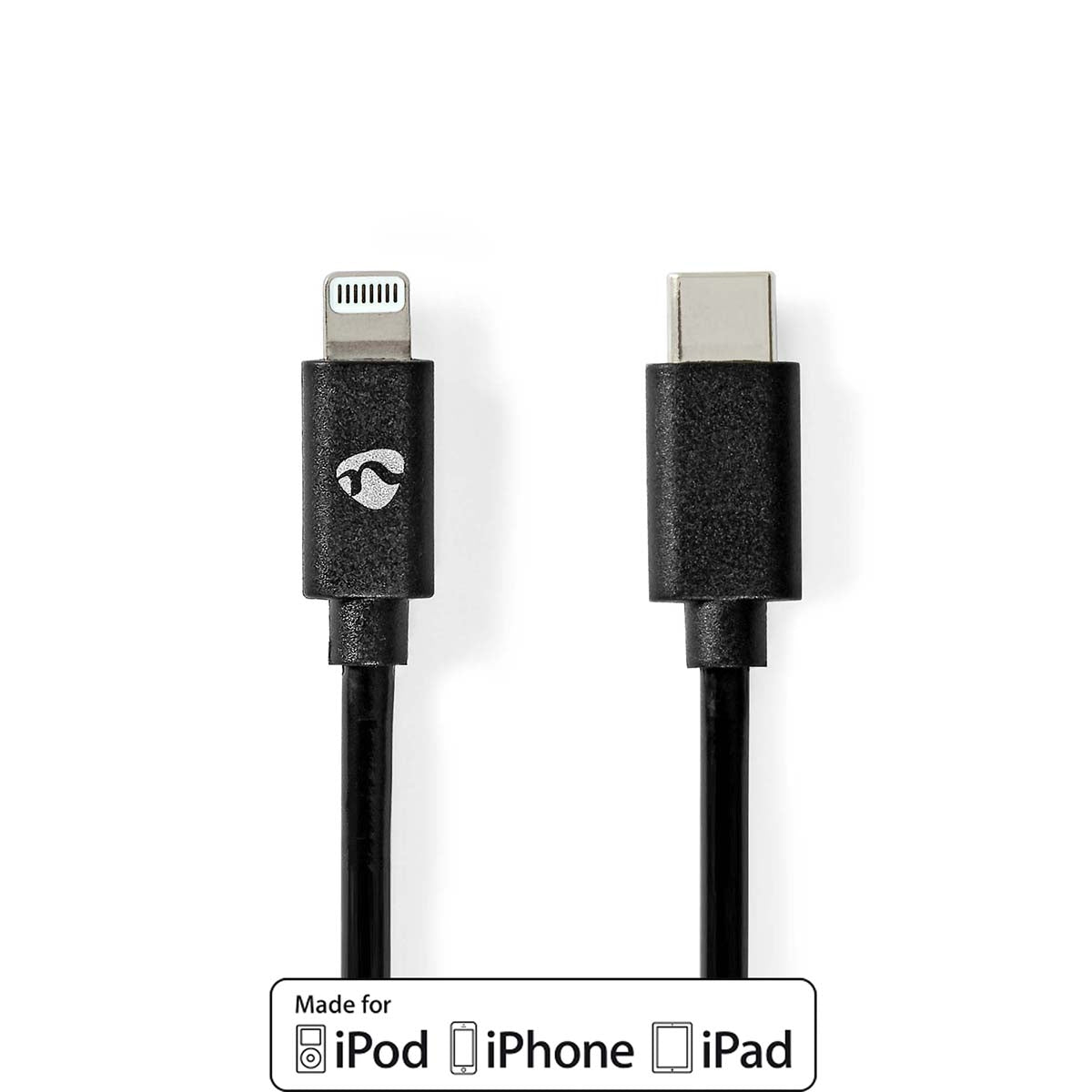 Lightning Cable | USB 2.0 | Apple Lightning, 8-pin | USB-C™ Male | 480 Mbps | Nickel Plated | 2.00 m | Round | PVC | Black | Envelope