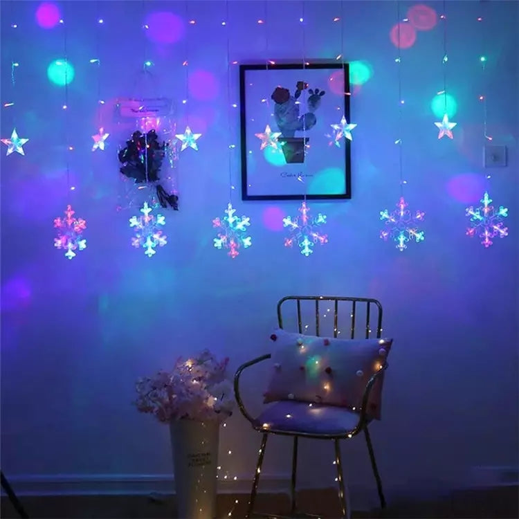 Lights snowflakes stars Christmas lights curtain 138LED