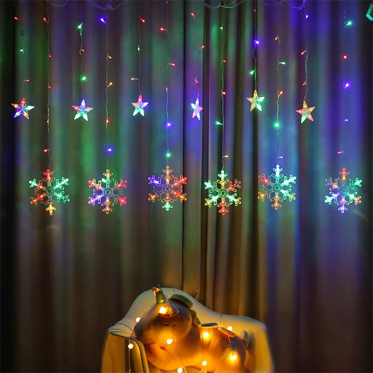 Lights snowflakes stars Christmas lights curtain 138LED
