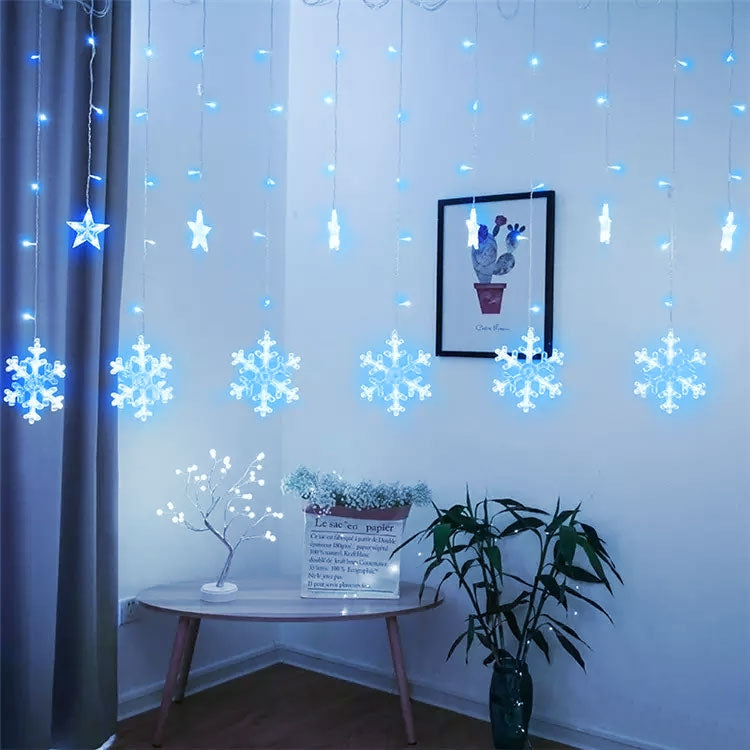 Lights snowflakes stars Christmas lights curtain 138LED