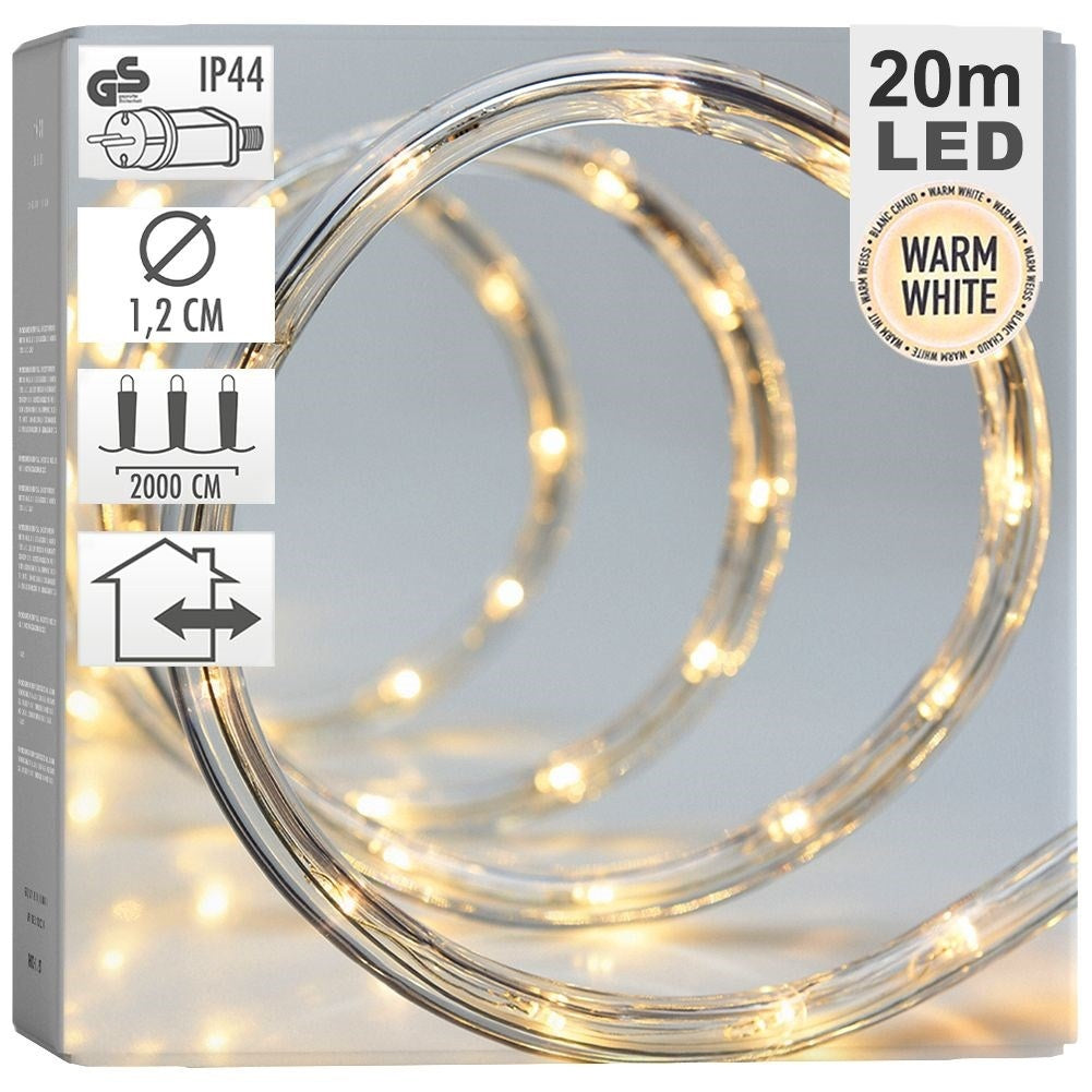 Light string 20m LED, transparent cable, outdoor/indoor use