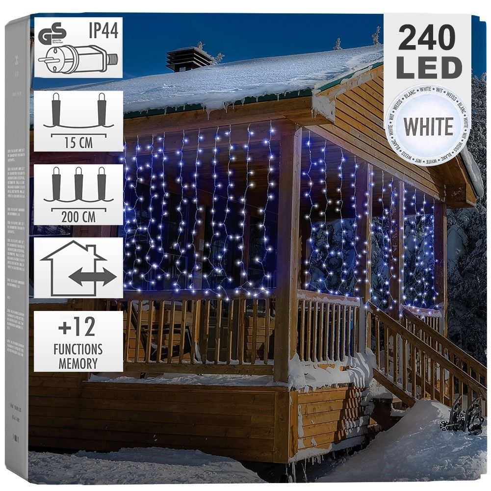 Light string 240 LED, 12 positions, memory function, inside/outside