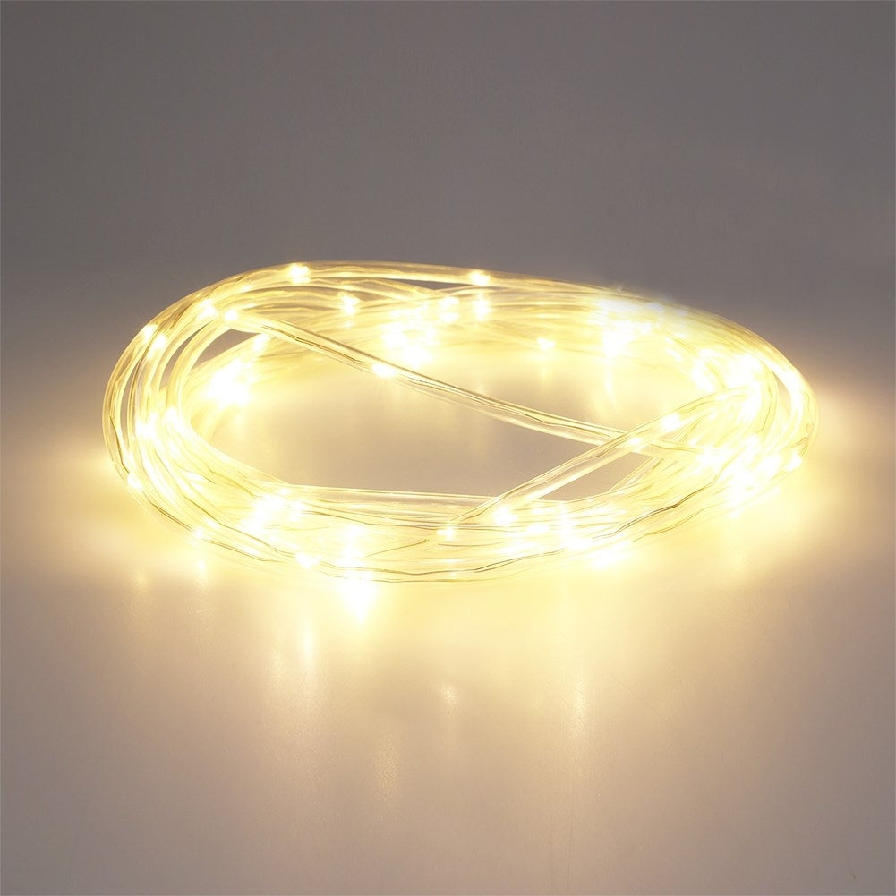 Light string 7.5m, 100 LEDs, transparent cable, inside/outside