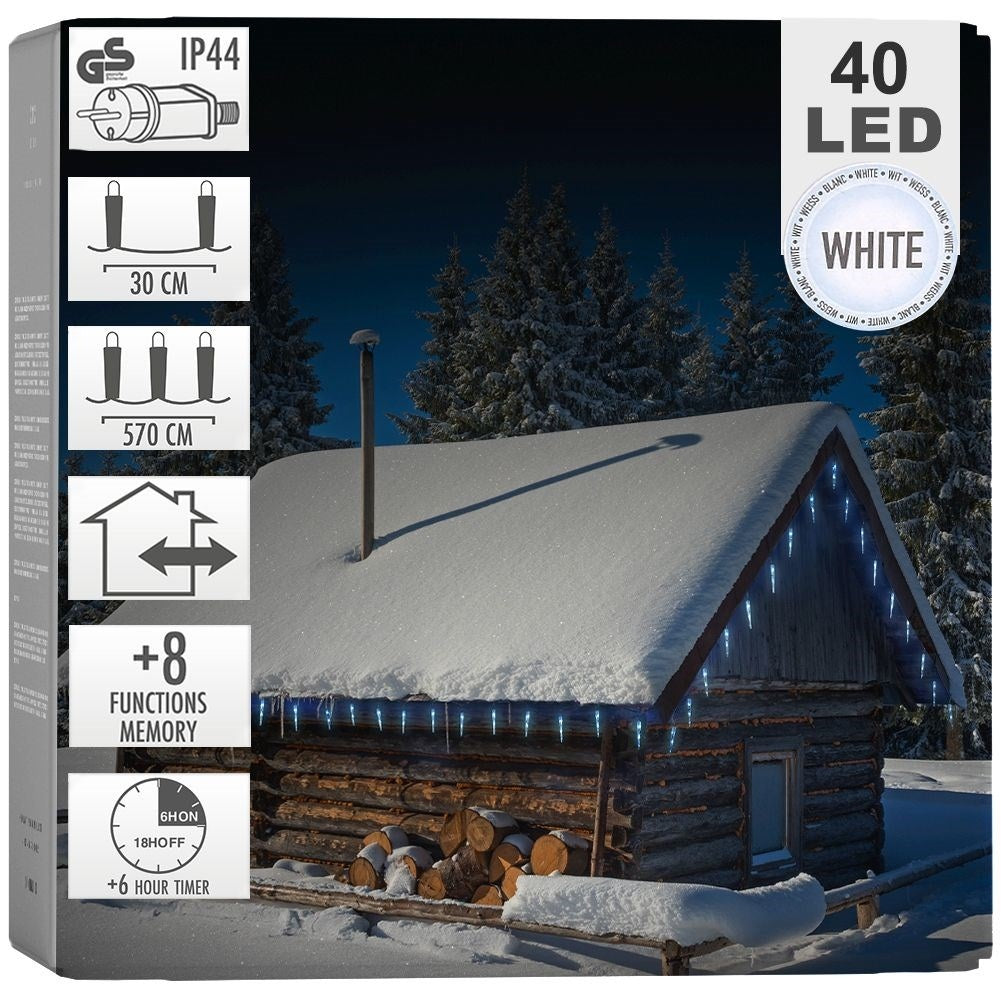Light string LED icicles - timer, 8 modes, memory, inside/outside