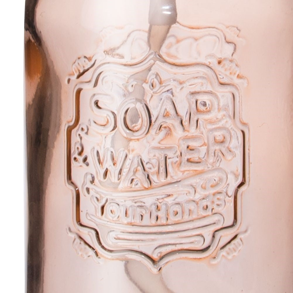 Liquid soap pump/detergent pump in retro style, light pink glass