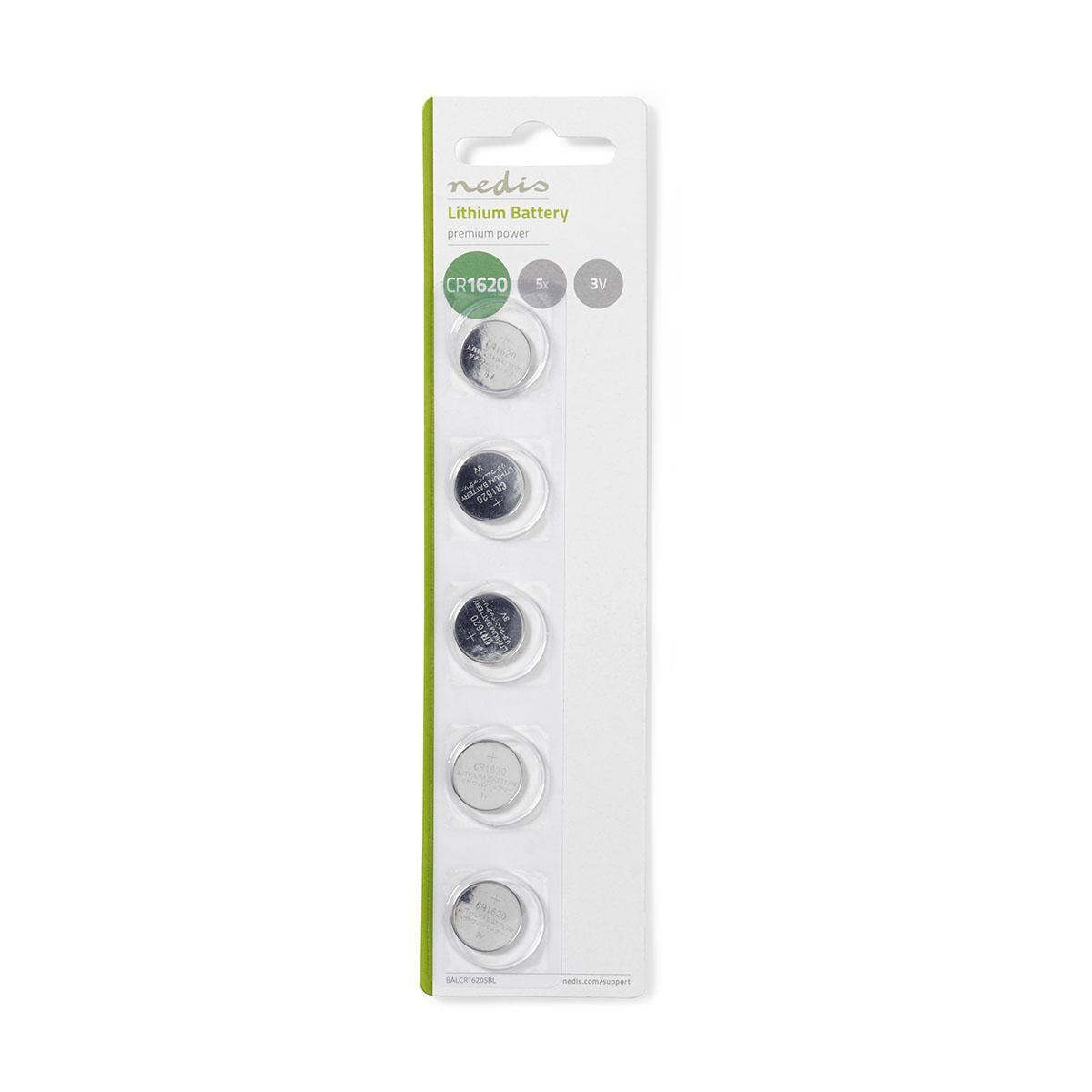 Lithium button cell battery CR1620 | 3 V DC | 5-Blister | Silver