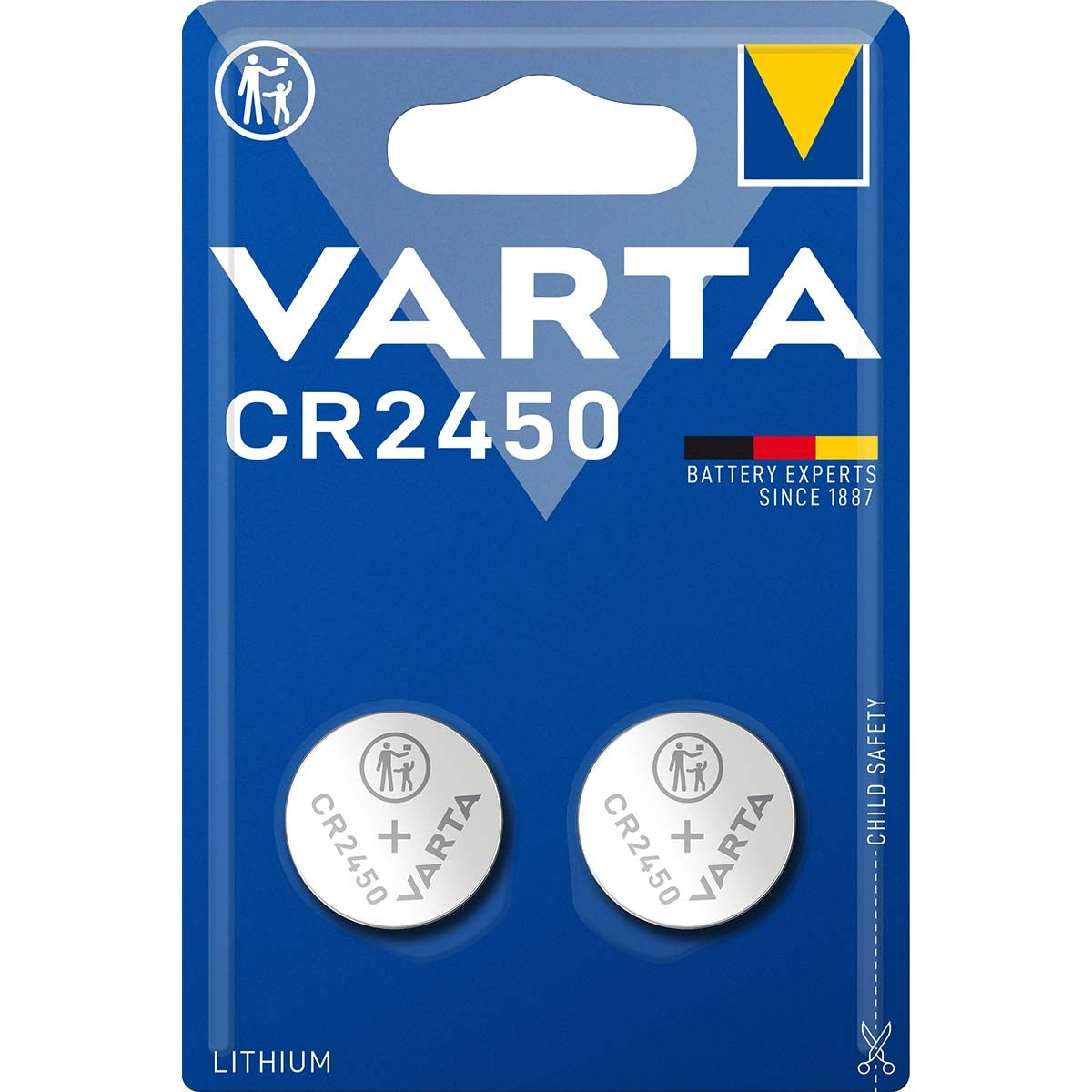 Lithium button cell battery CR2450 | 3 V DC | 570 mAh | 2-Blister | Silver