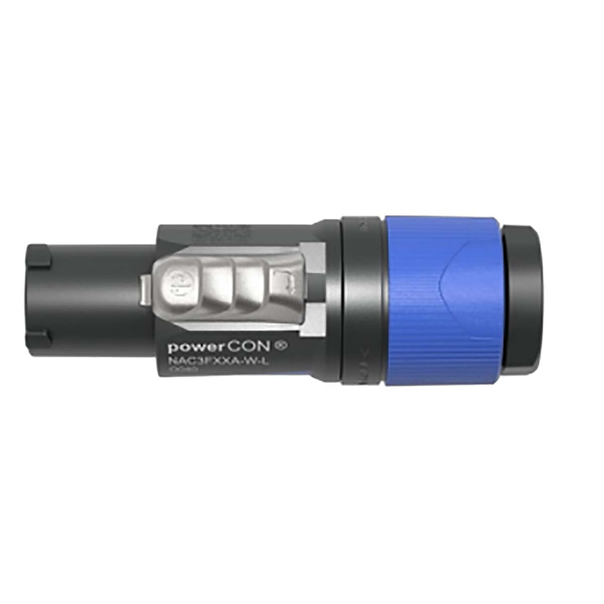 Lockable cable connector, power-in, screw terminal, blue