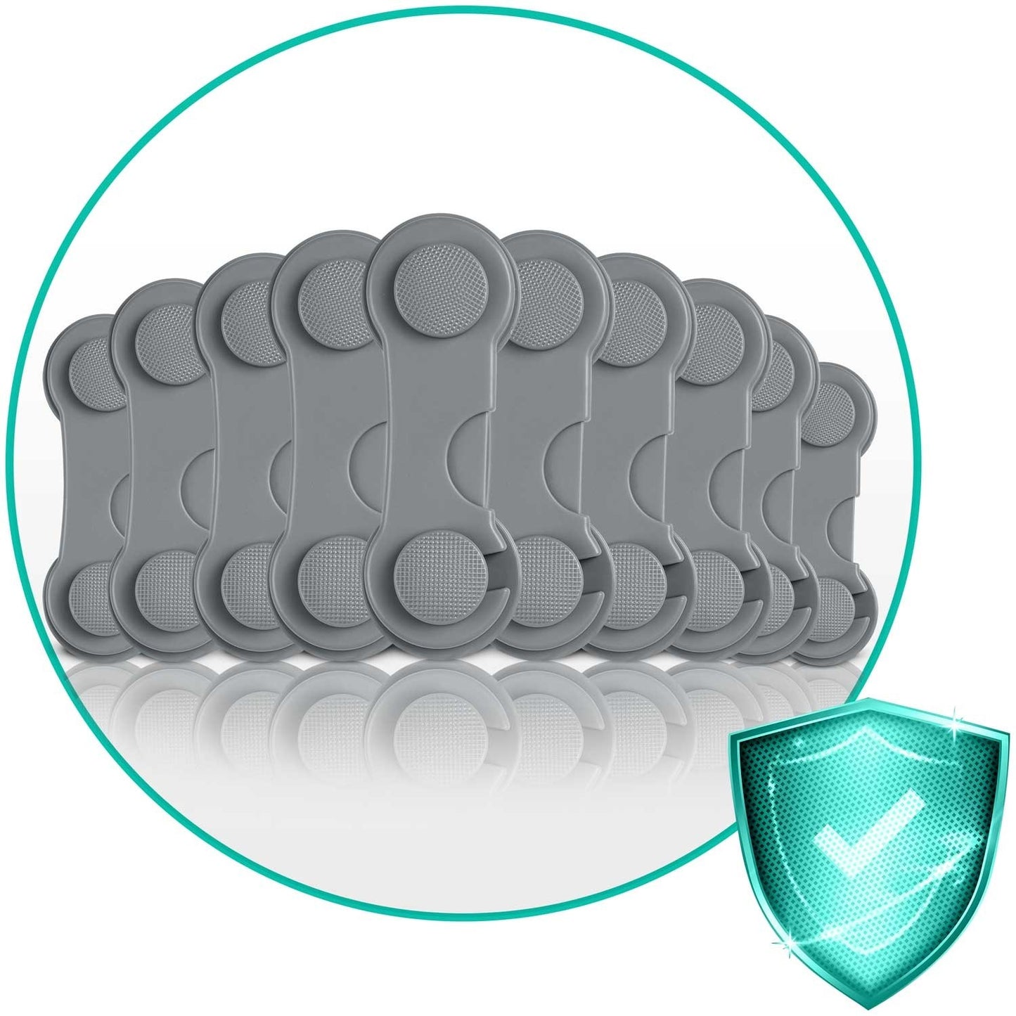 Lock protection for cabinets Ricokids 798301, 10 pcs, grey