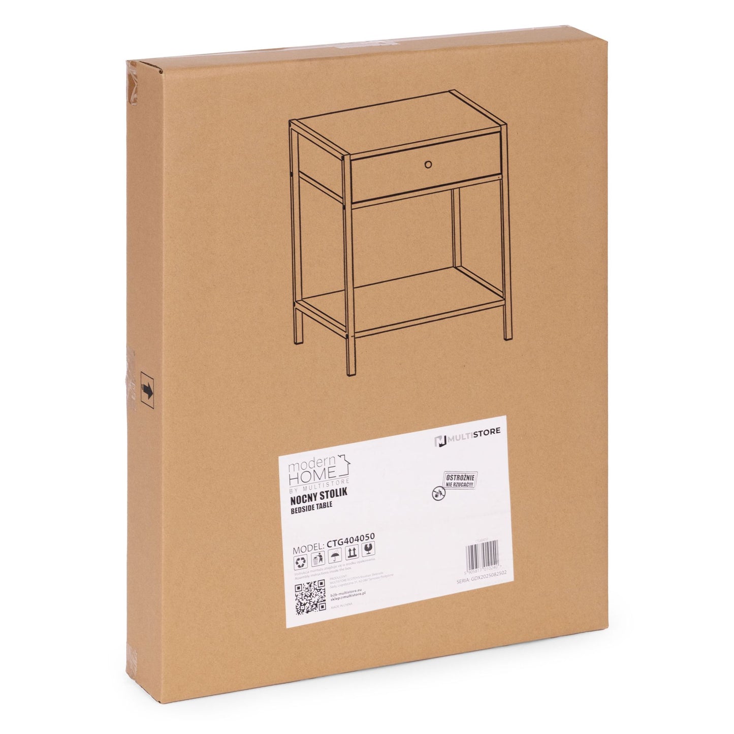 Loft Bedside Table with Drawer and Shelf – Light Oak