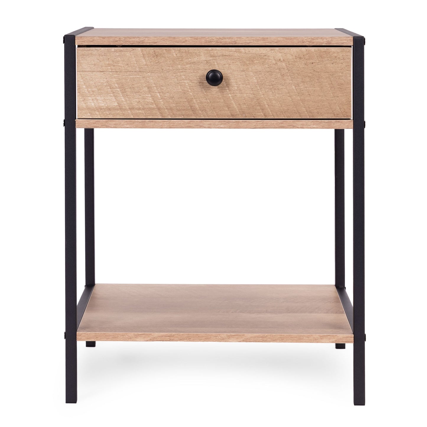 Loft Bedside Table with Drawer and Shelf – Light Oak