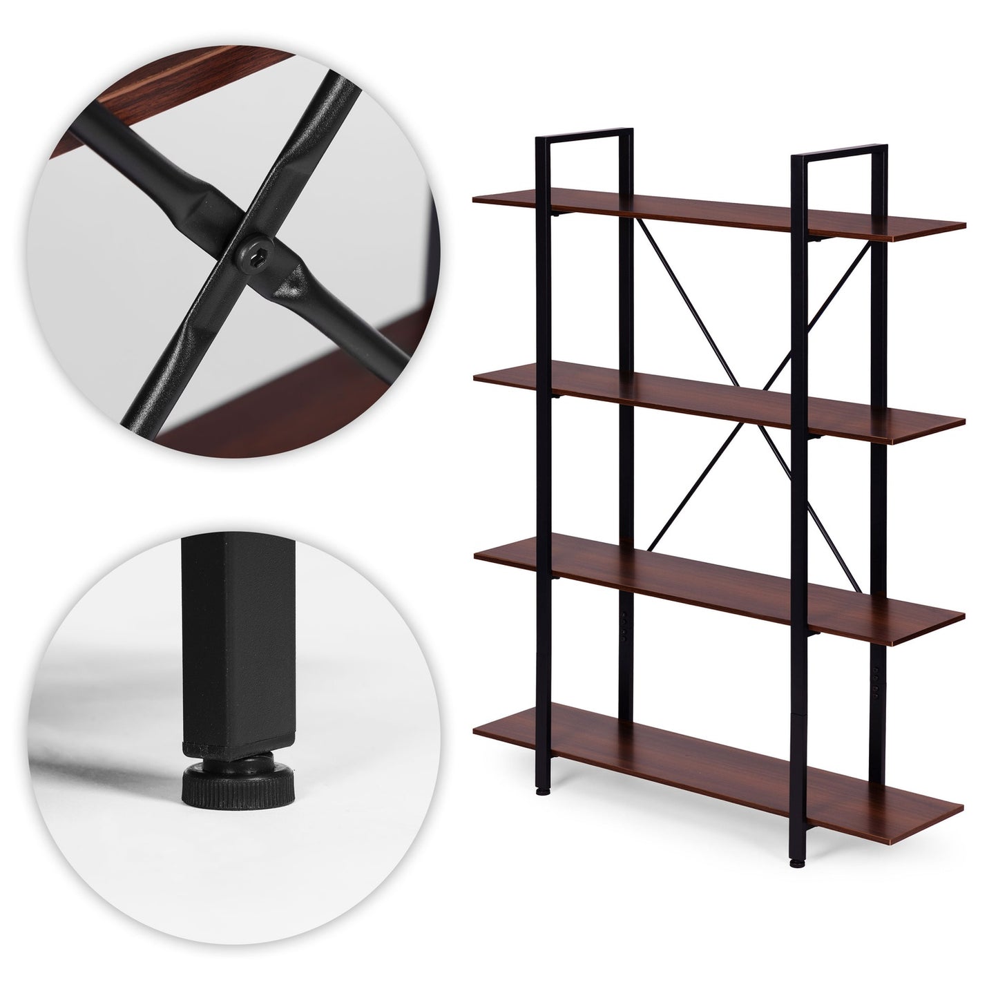 Loft Industrial Shelf – 4-Tier Metal Frame, MDF Board