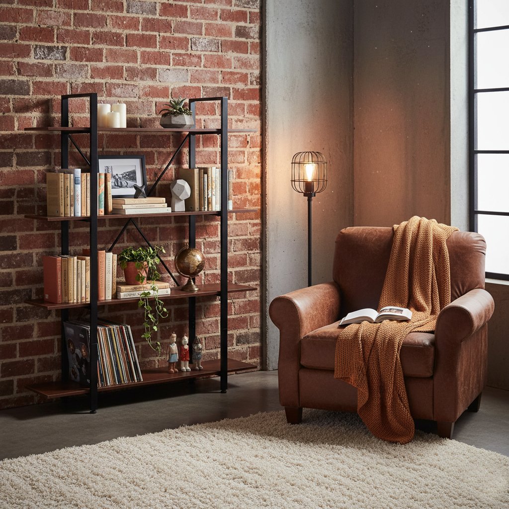 Loft Industrial Shelf – 4-Tier Metal Frame, MDF Board