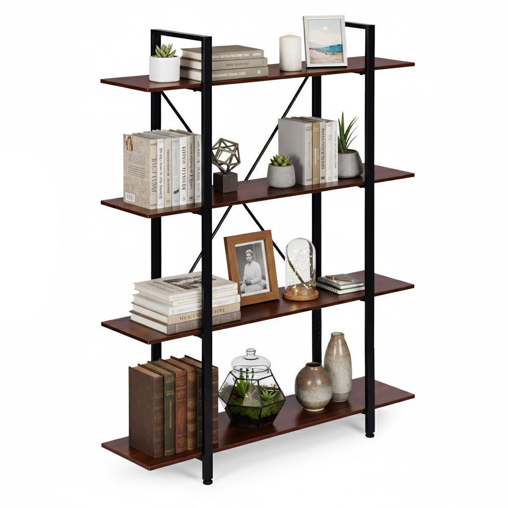Loft Industrial Shelf – 4-Tier Metal Frame, MDF Board