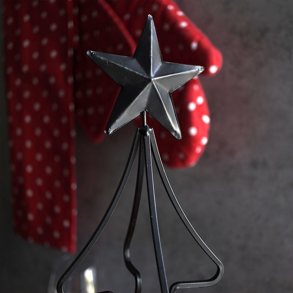 Loft Style Black Metal Christmas Tree Candle Holder for Warm Candles