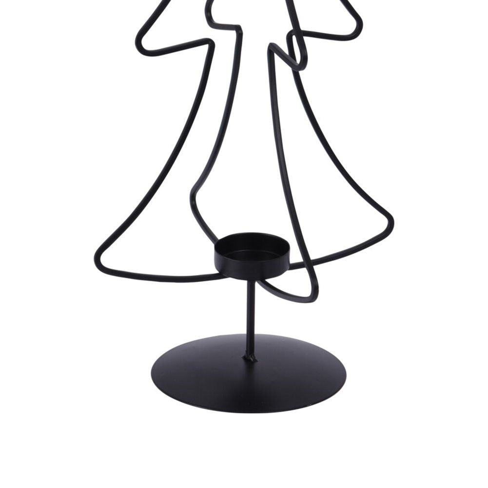 Loft Style Black Metal Christmas Tree Candle Holder for Warm Candles