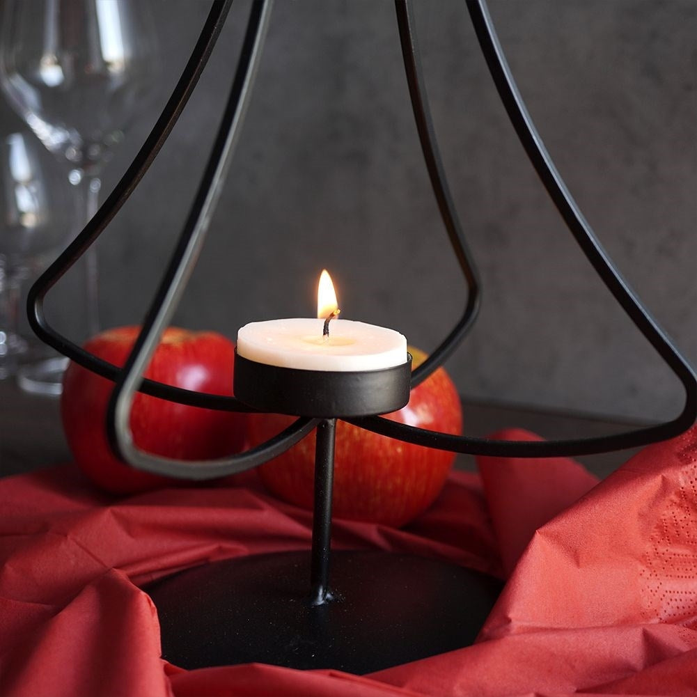 Loft Style Black Metal Christmas Tree Candle Holder for Warm Candles