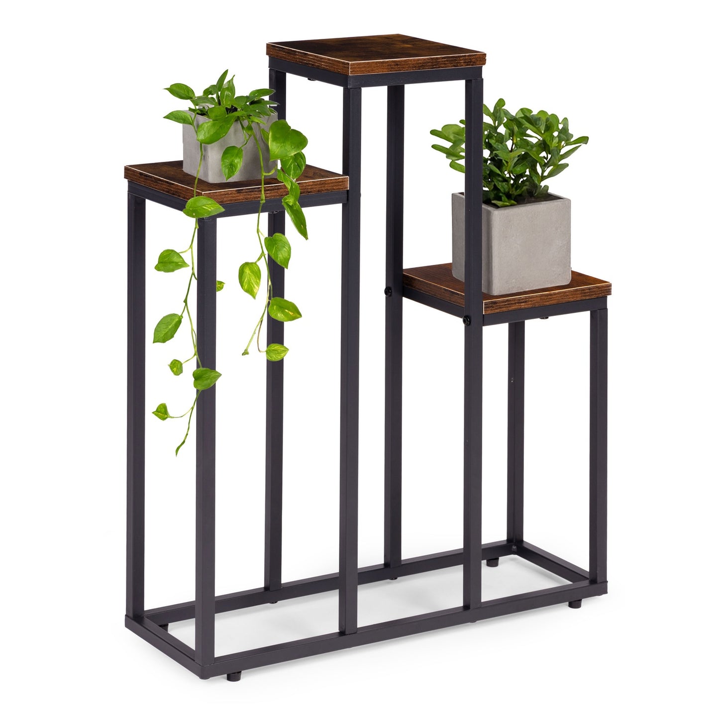 Loft-Style Plant Stand, 3 Shelves, Steel & Chipboard