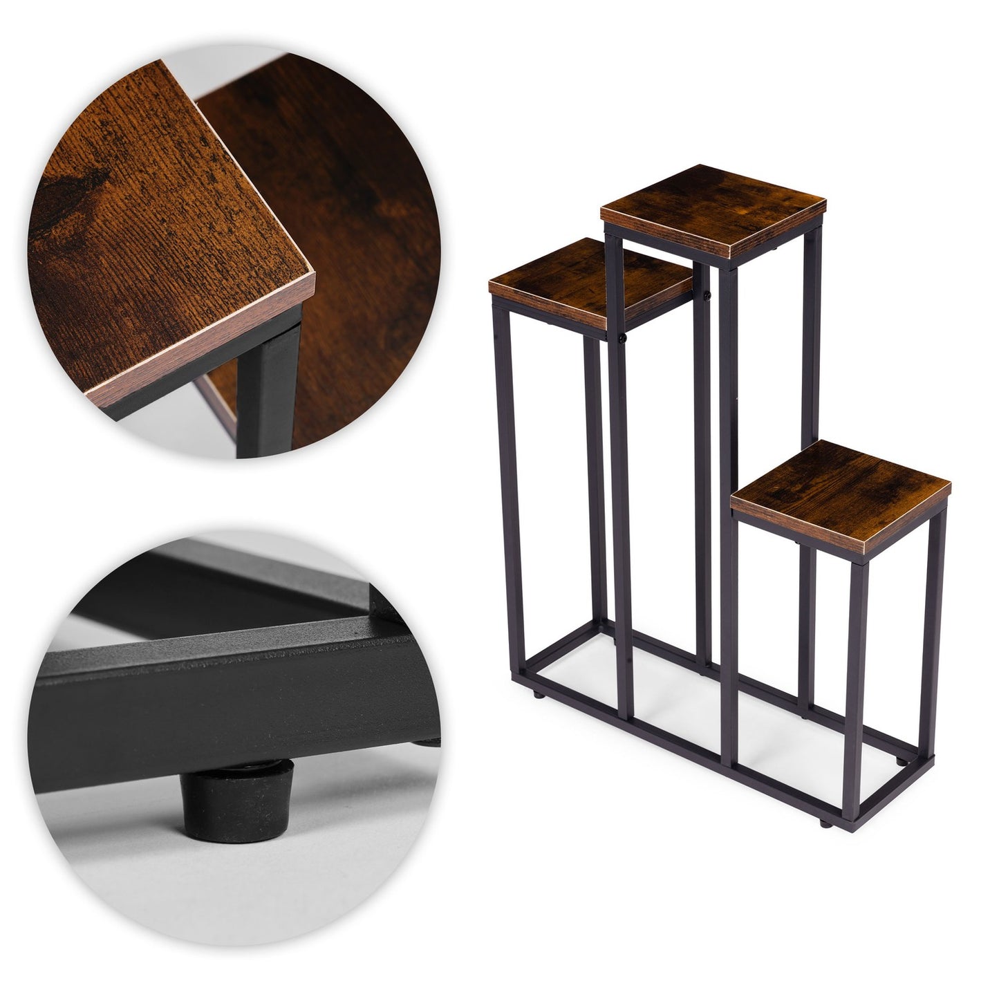Loft-Style Plant Stand, 3 Shelves, Steel & Chipboard