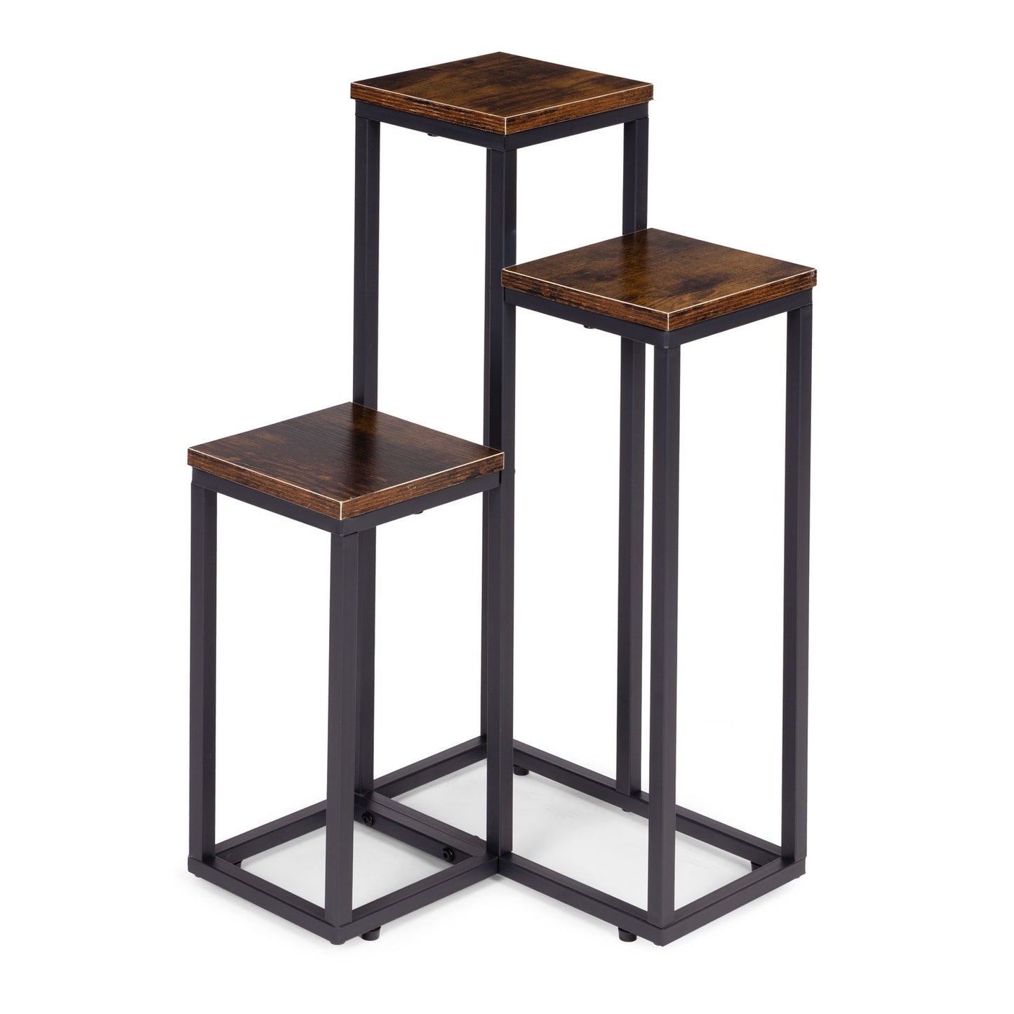 Loft-Style Plant Stand, 3 Shelves, Steel & Chipboard