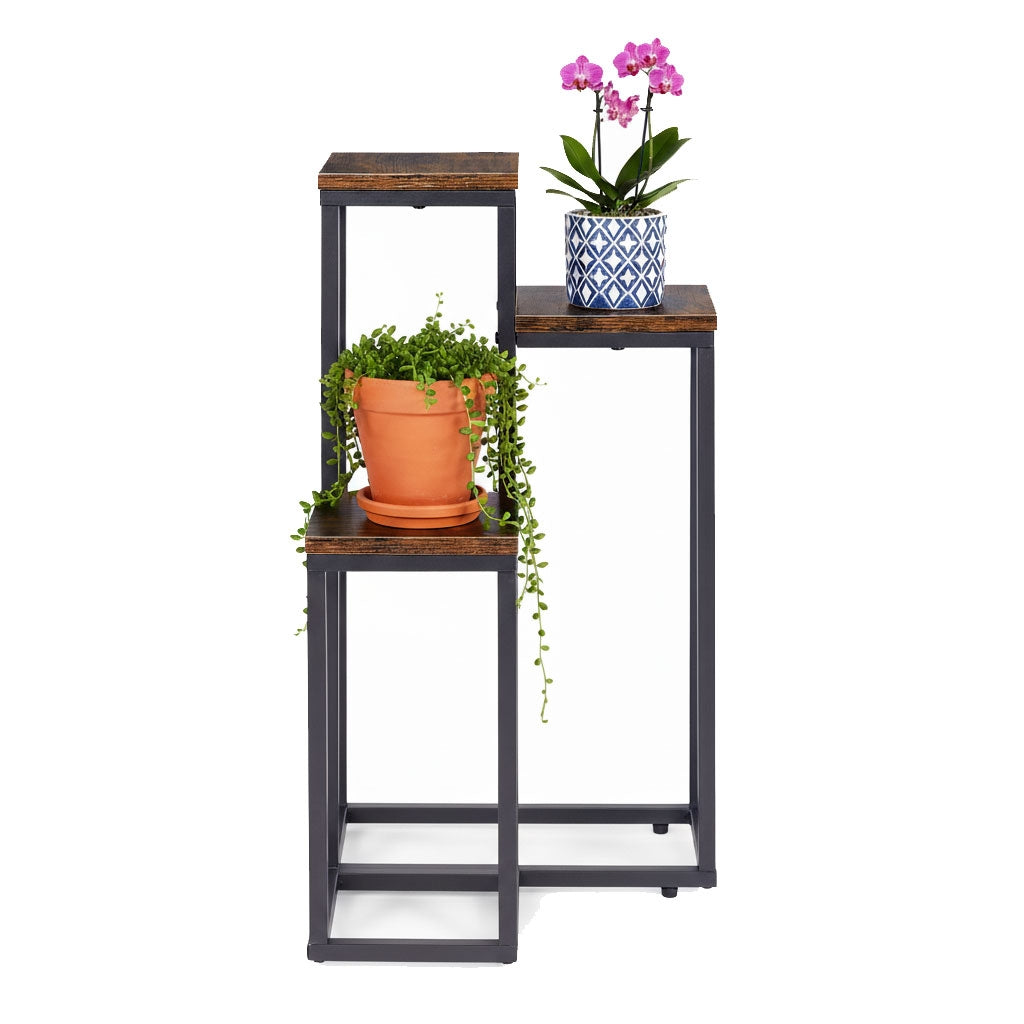 Loft-Style Plant Stand, 3 Shelves, Steel & Chipboard