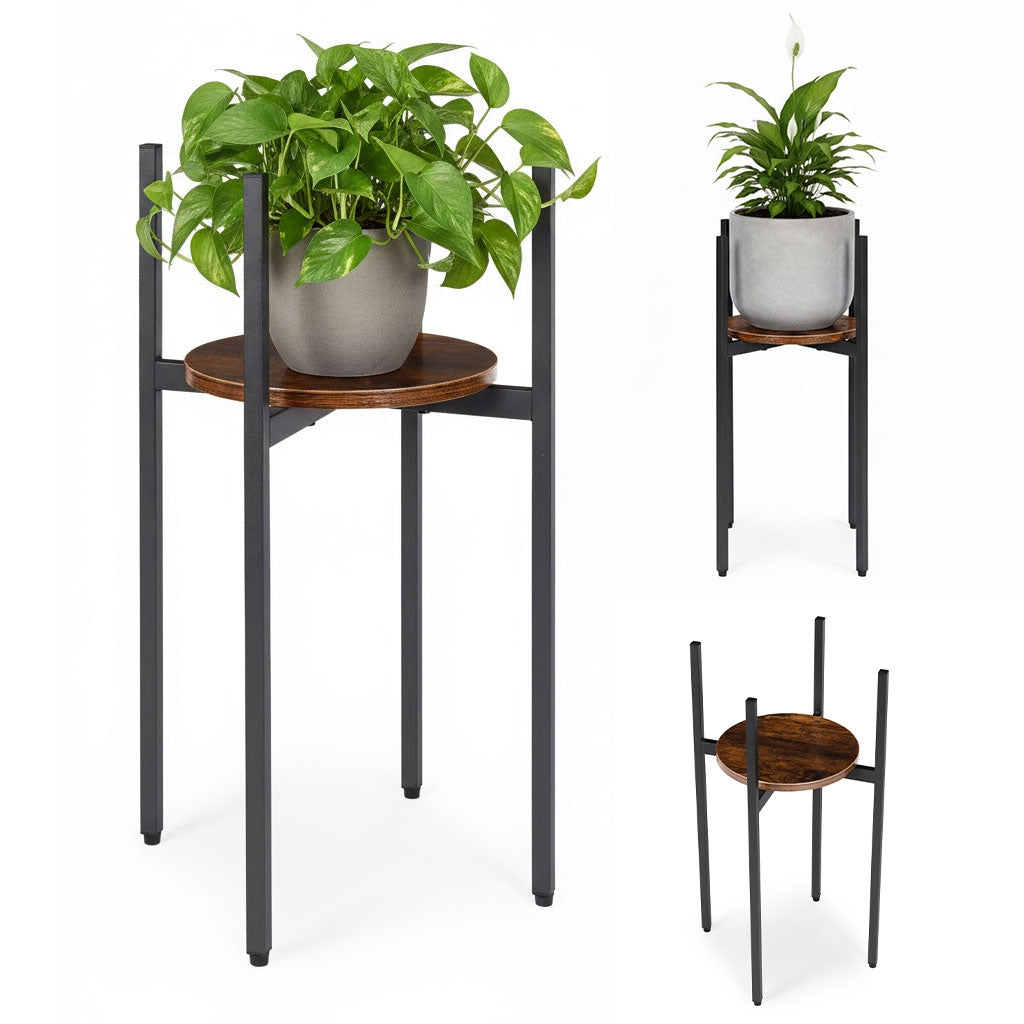 Loft-Style Steel Plant Stand with Chipboard Shelf