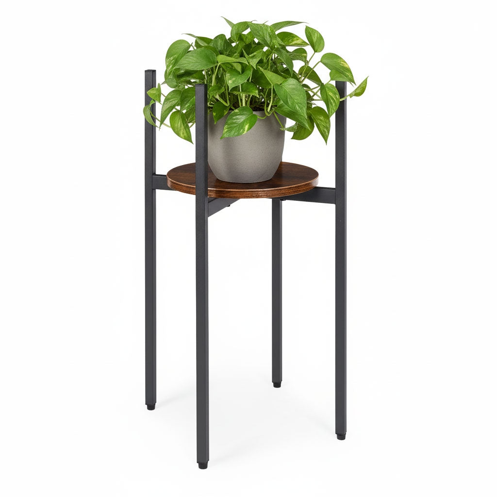 Loft-Style Steel Plant Stand with Chipboard Shelf