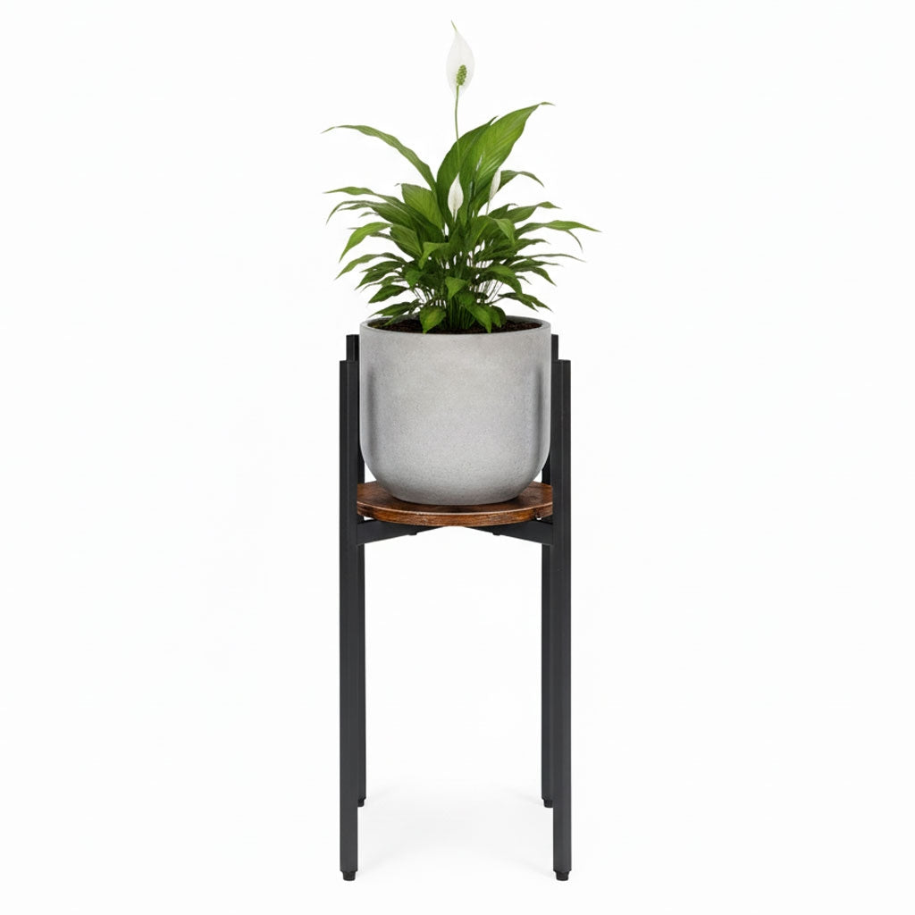 Loft-Style Steel Plant Stand with Chipboard Shelf