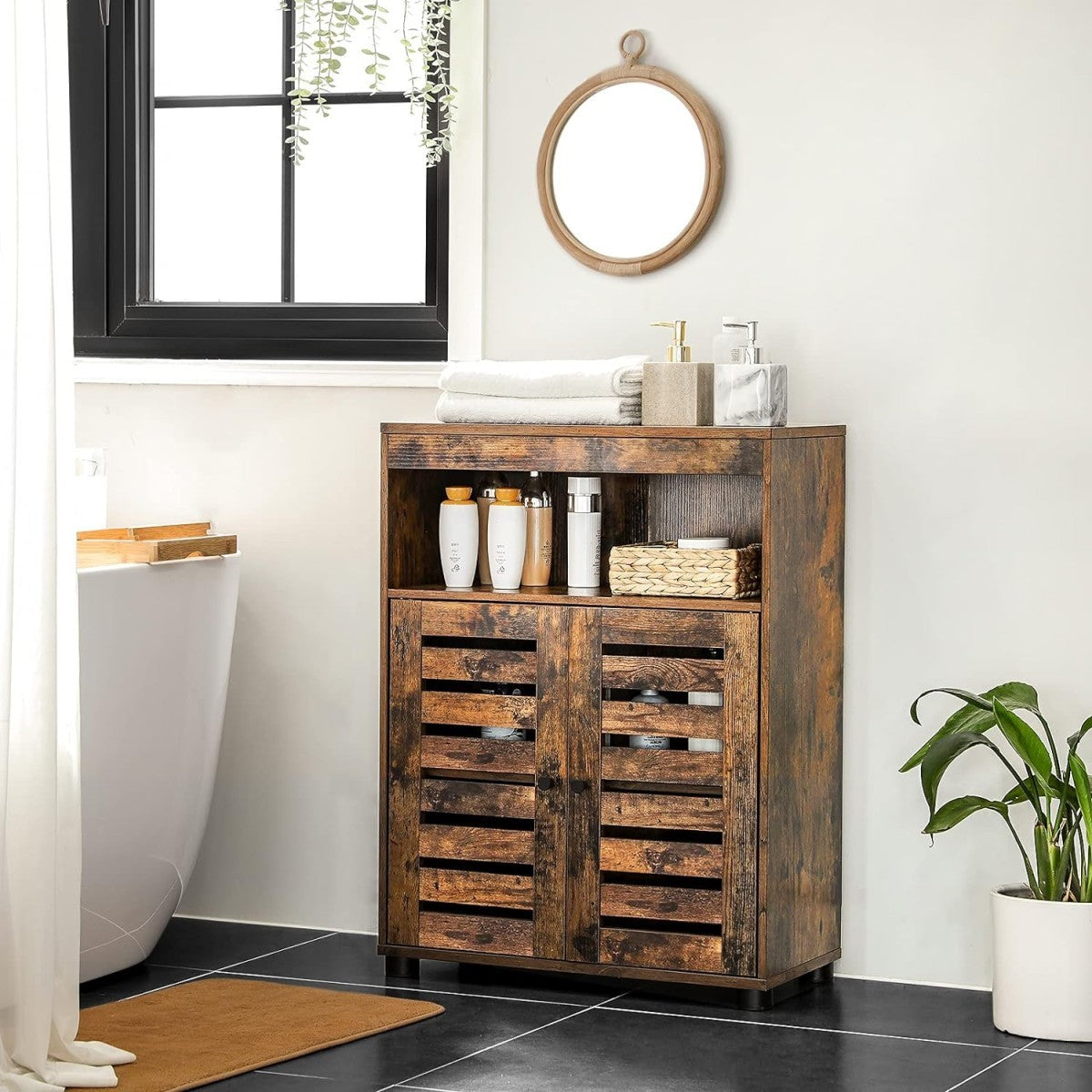 Loft bathroom cabinet, rustic brown