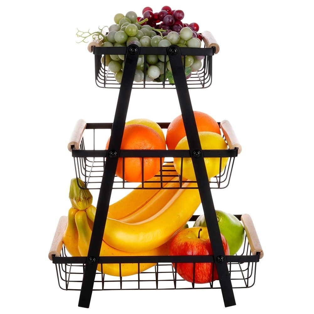 Loft-inspired Three-Tier Fruit and Vegetable Basket in Metal